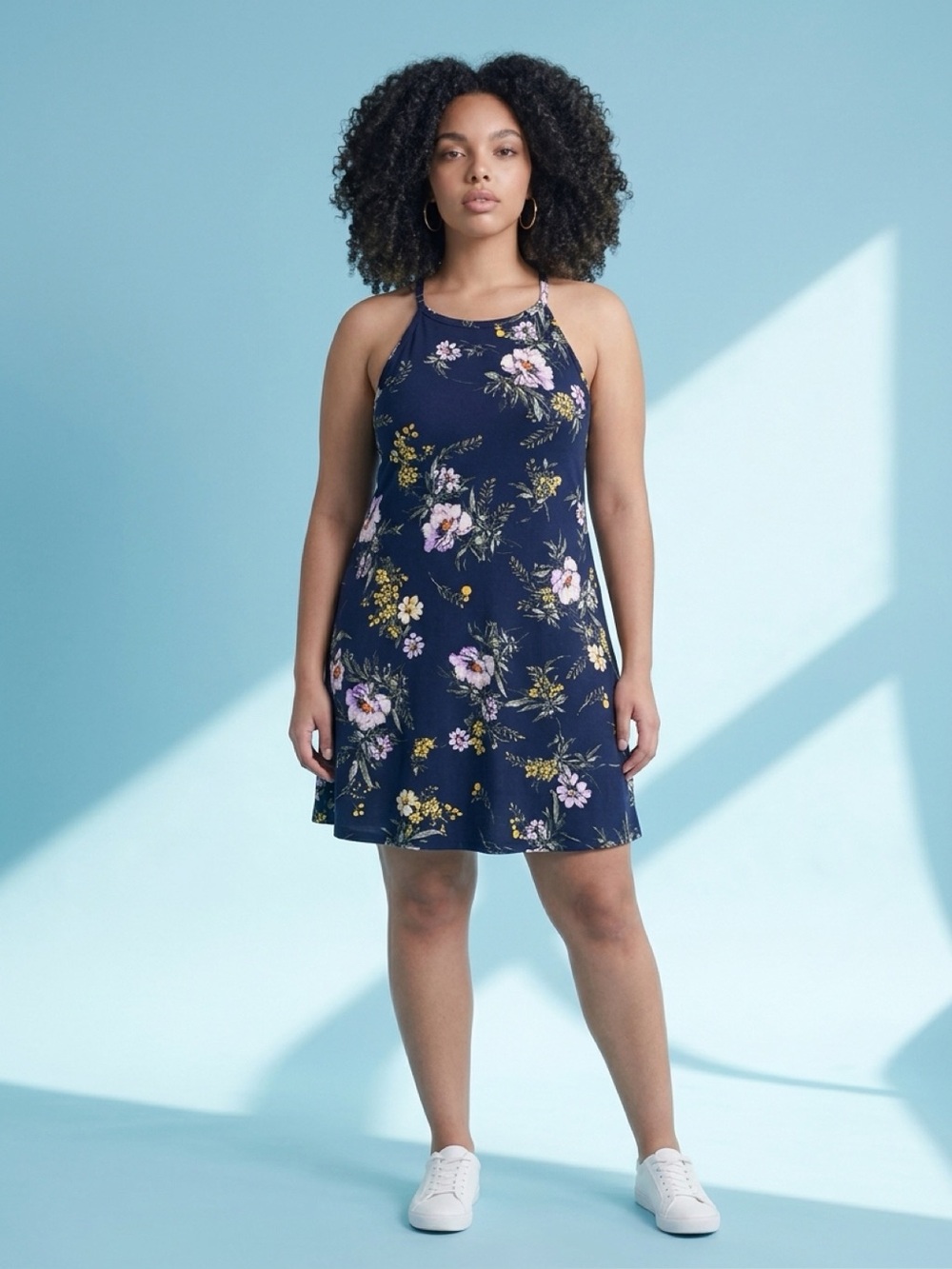Nine Britton Stitch Fix Navy Floral Print Spaghetti Strap Maxi Dress Women's M